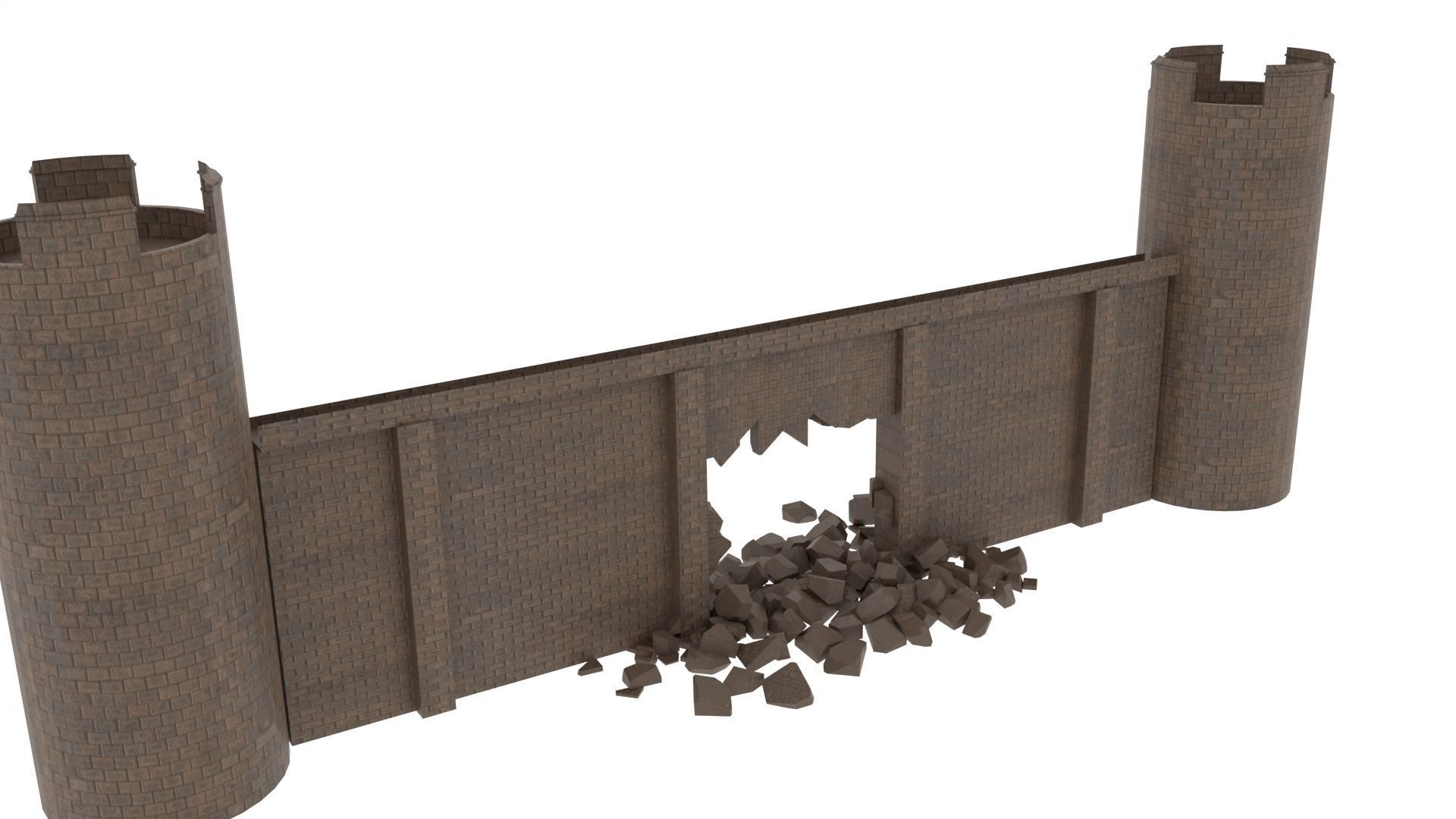 Ruined Castle Low-poly 3D model_5