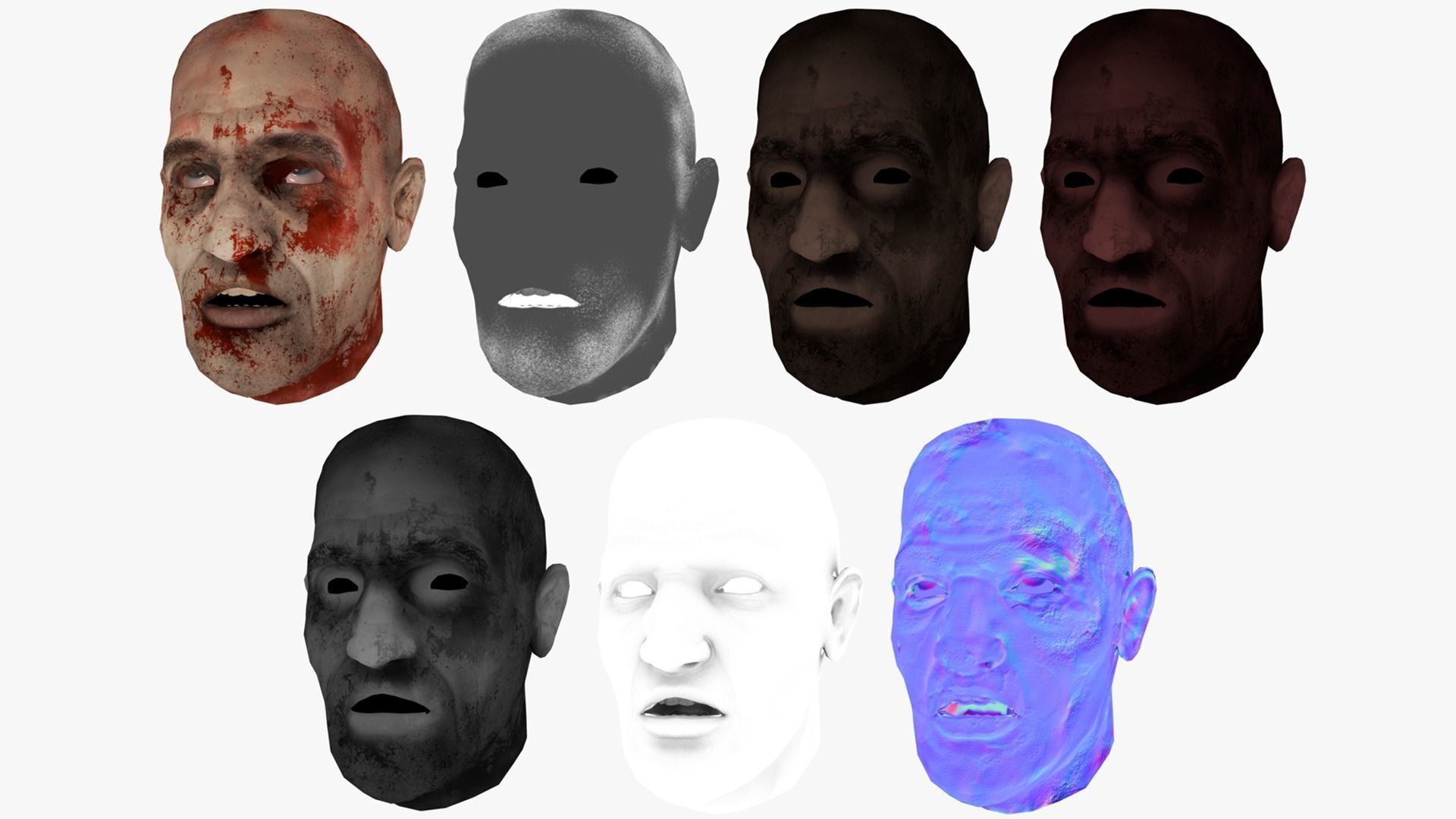 Lowpoly Human Severed Head Low-poly 3D model_4