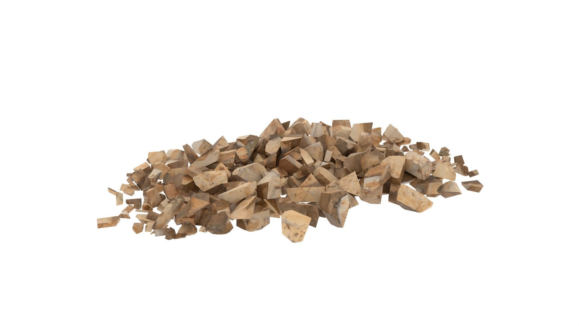 Stone pile of wood chips Low-poly 3D model_3