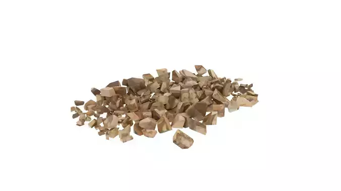 Stone pile of wood chips Low-poly 3D model