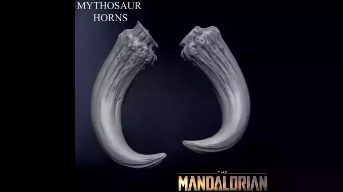 3D PRINTABLE MYTHOSAUR HORNS - THE MANDALORIAN STAR WARS 3D print model