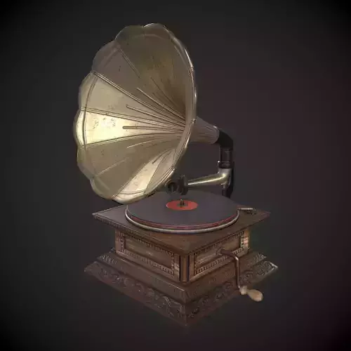 Phonograph old gramophone Low-poly 3D model