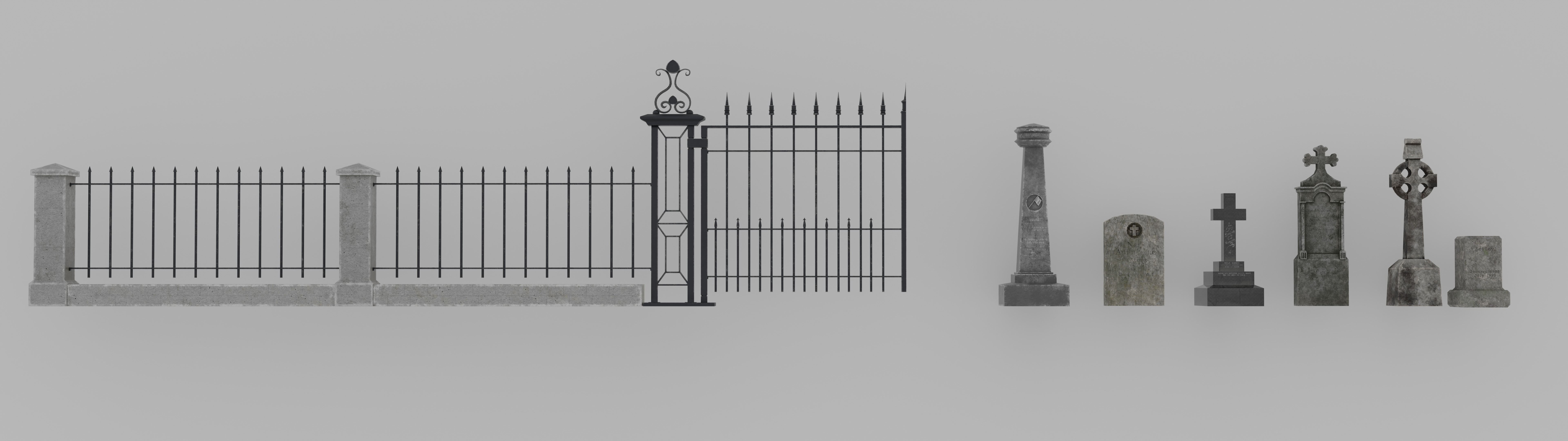 Low Poly Cemetery Prop Collection for Environment Design Low-poly 3D model_1