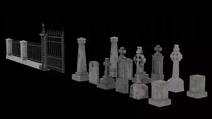 Low Poly Cemetery Prop Collection for Environment Design