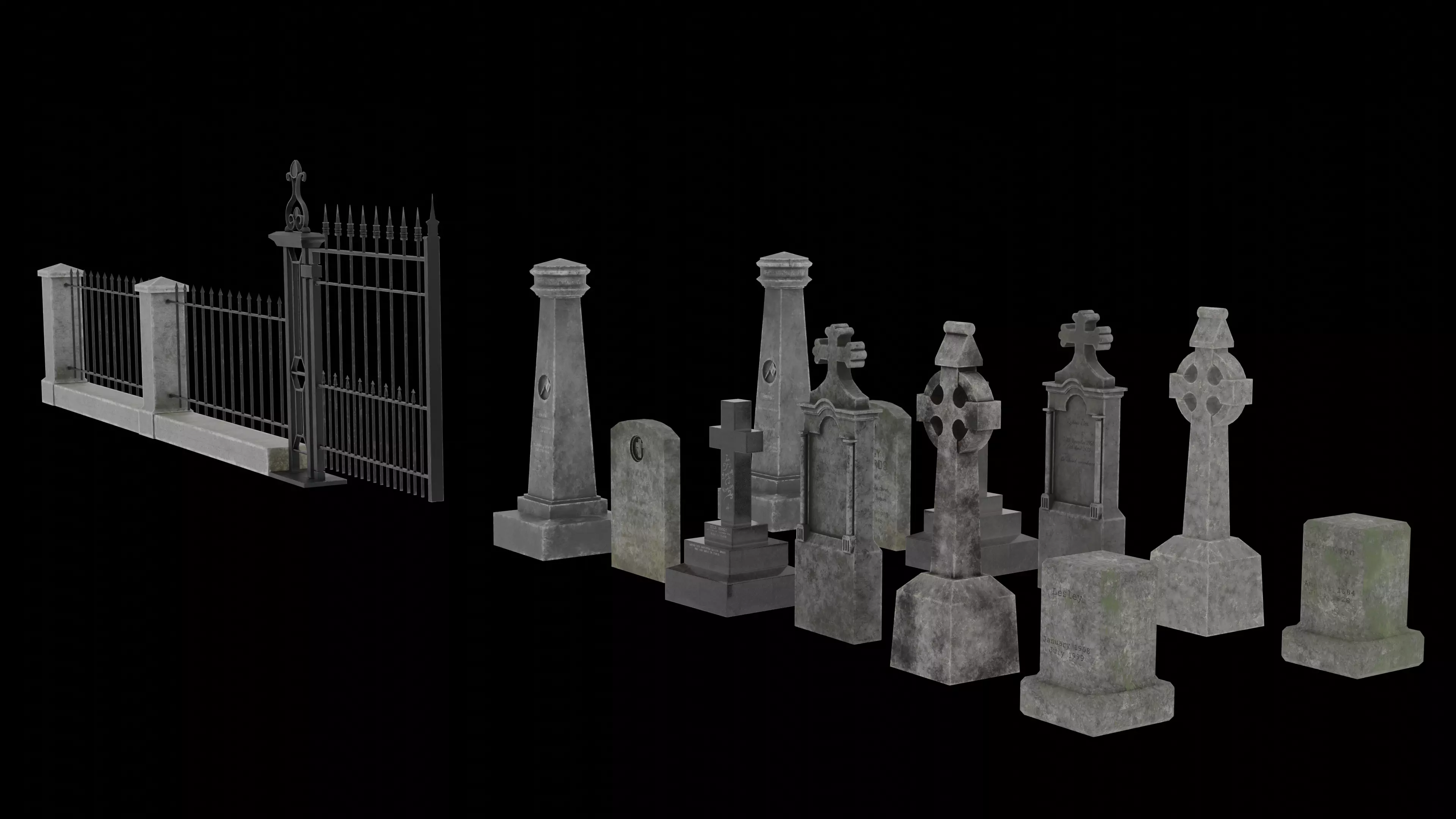 Low Poly Cemetery Prop Collection for Environment Design Low-poly 3D model_0
