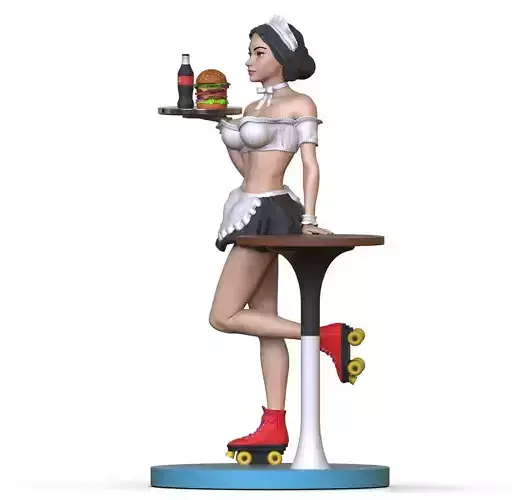 WAITRESS ON ROLLER SKATES 3D print model