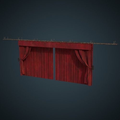 Curtain 1B Low-poly 3D model