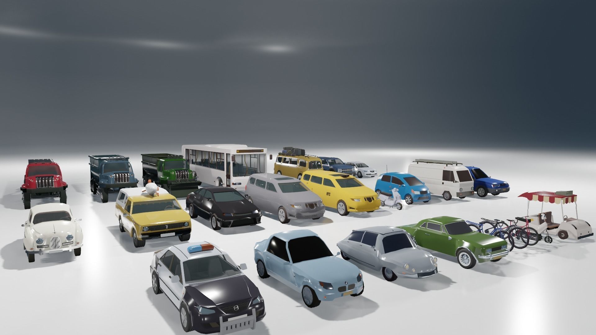 Low poly vehicle set car parking Low-poly 3D model_23