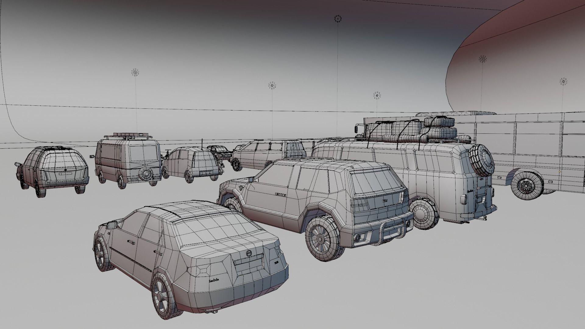 Low poly vehicle set car parking Low-poly 3D model_36