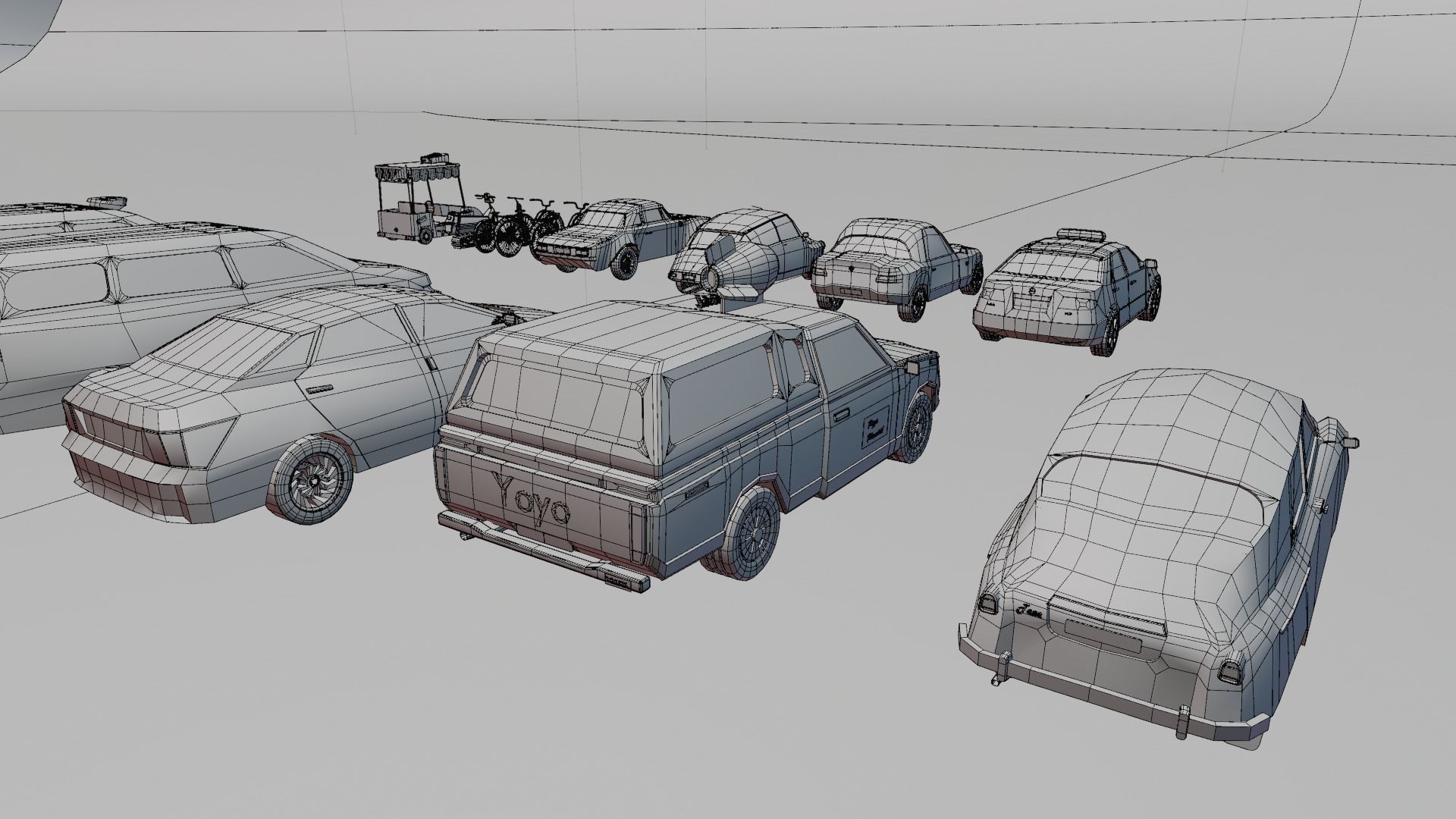 Low poly vehicle set car parking Low-poly 3D model_26