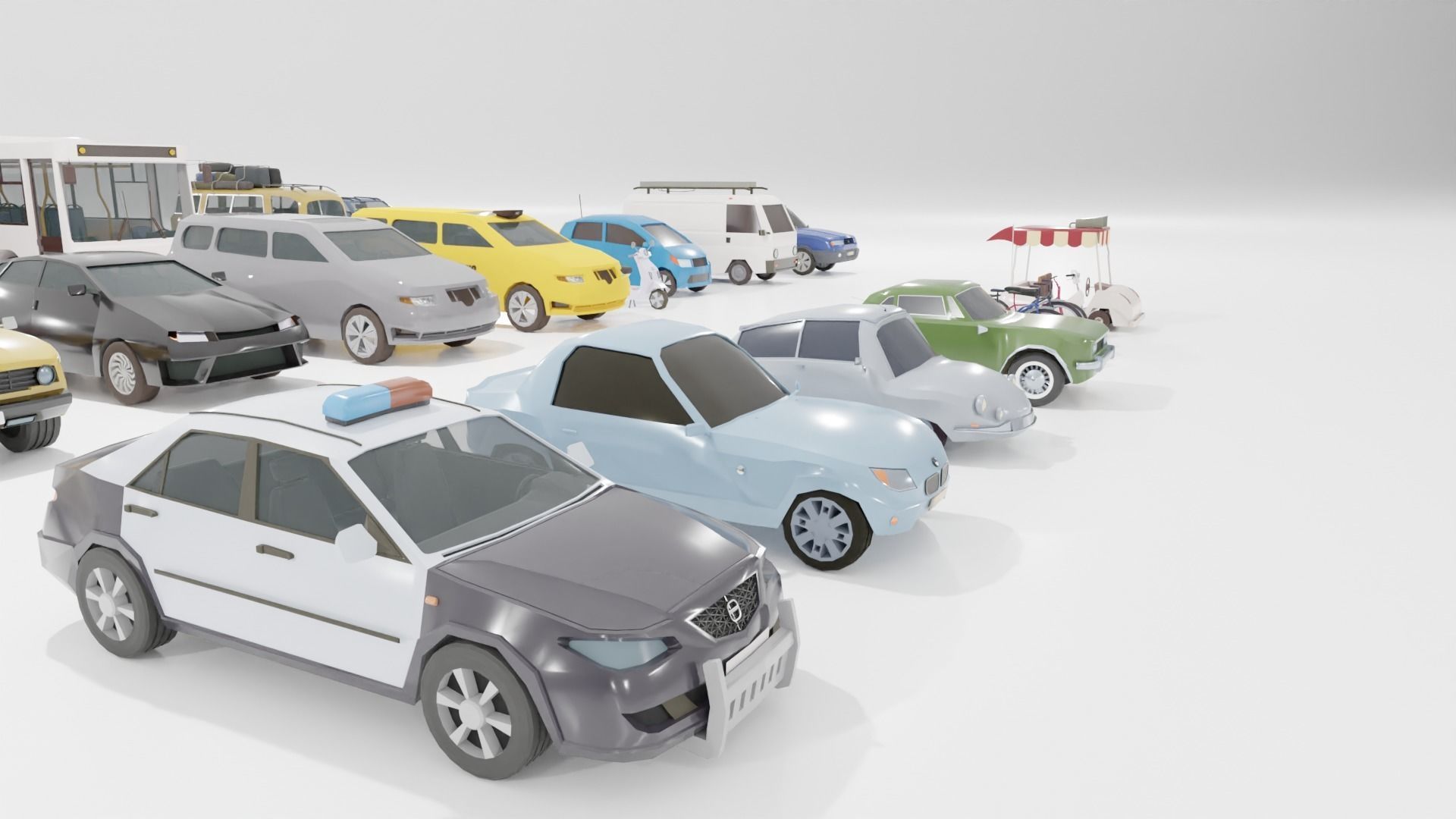 Low poly vehicle set car parking Low-poly 3D model_3