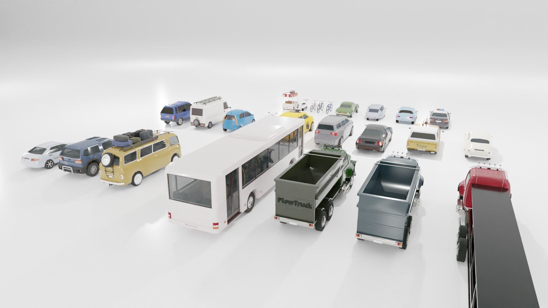 Low poly vehicle set car parking Low-poly 3D model_5