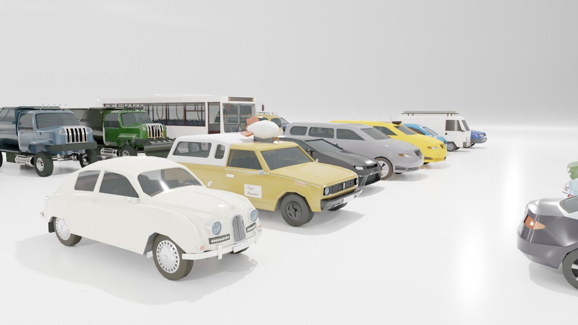 Low poly vehicle set car parking Low-poly 3D model_4