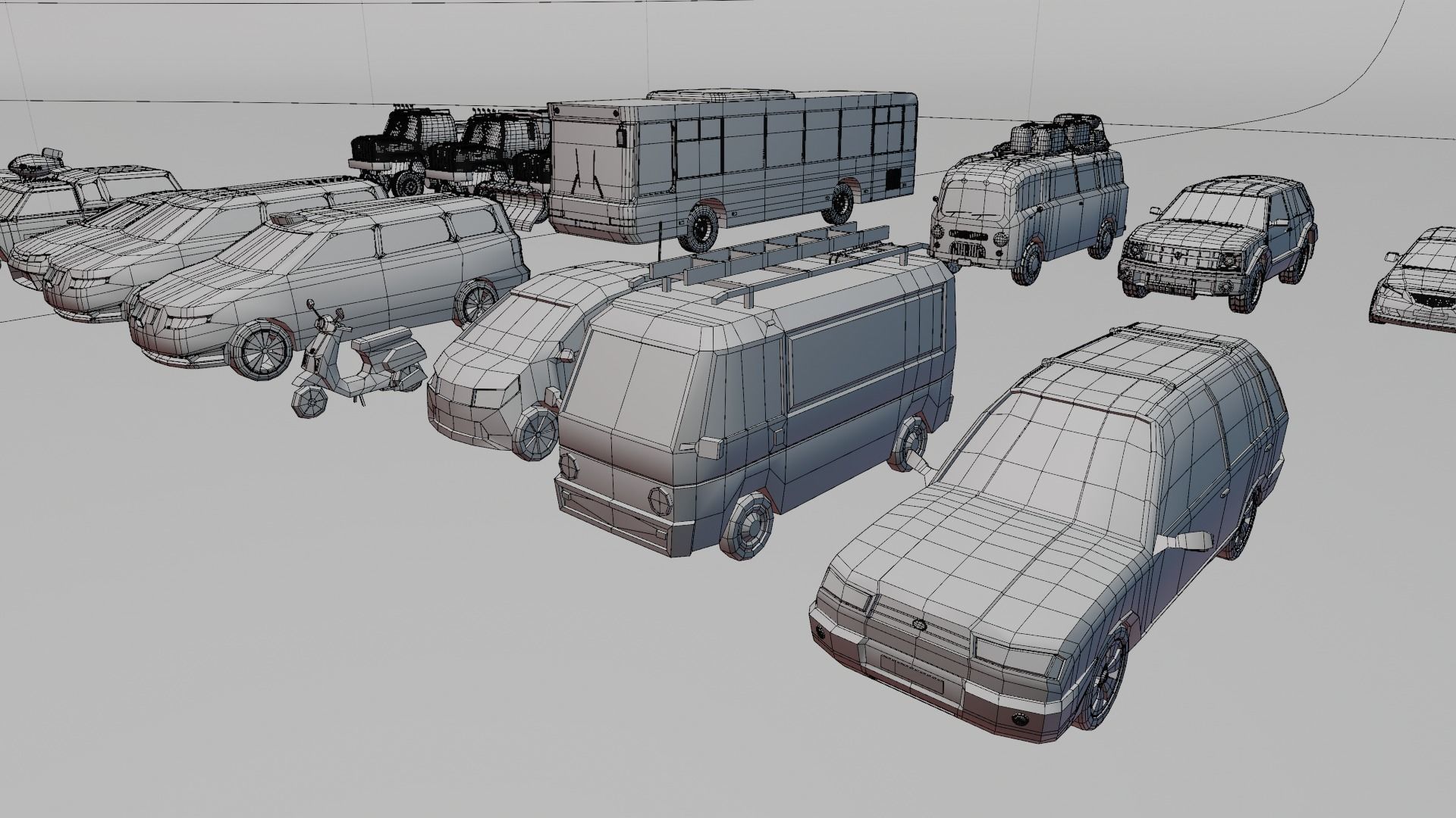 Low poly vehicle set car parking Low-poly 3D model_31