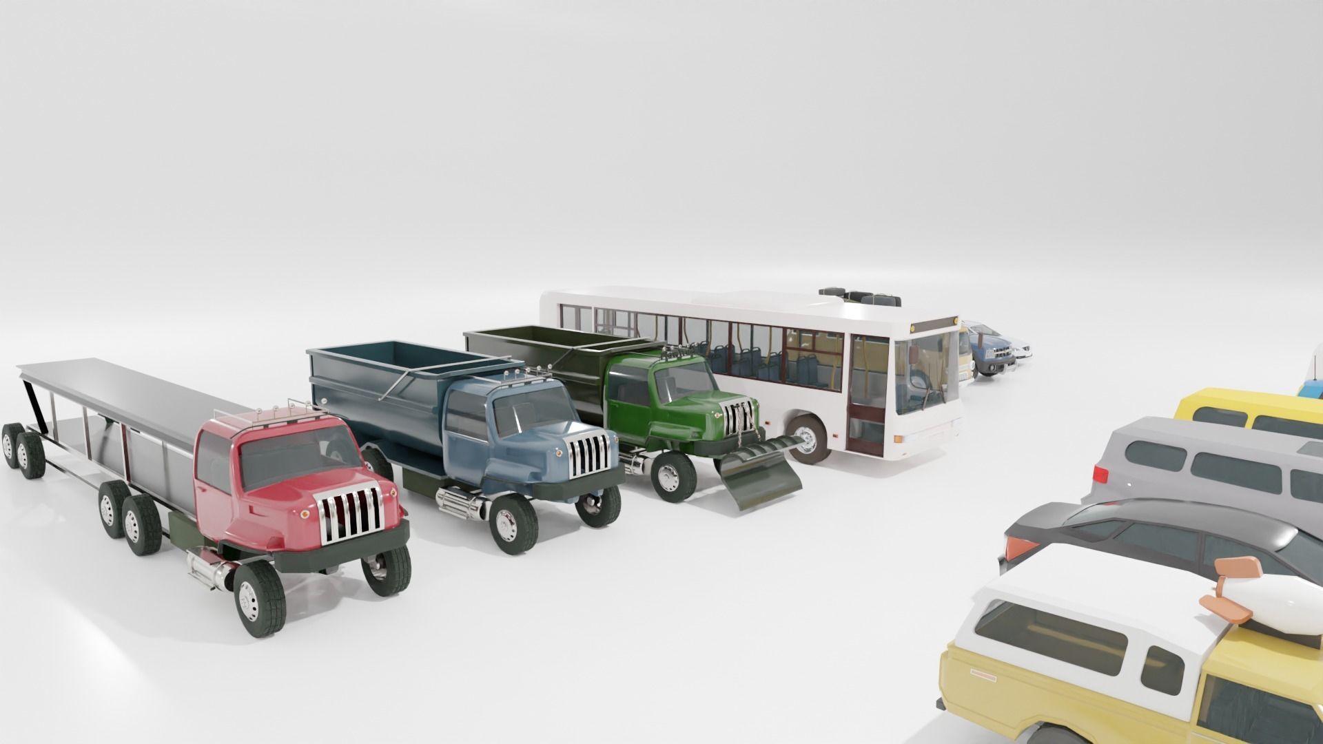 Low poly vehicle set car parking Low-poly 3D model_7