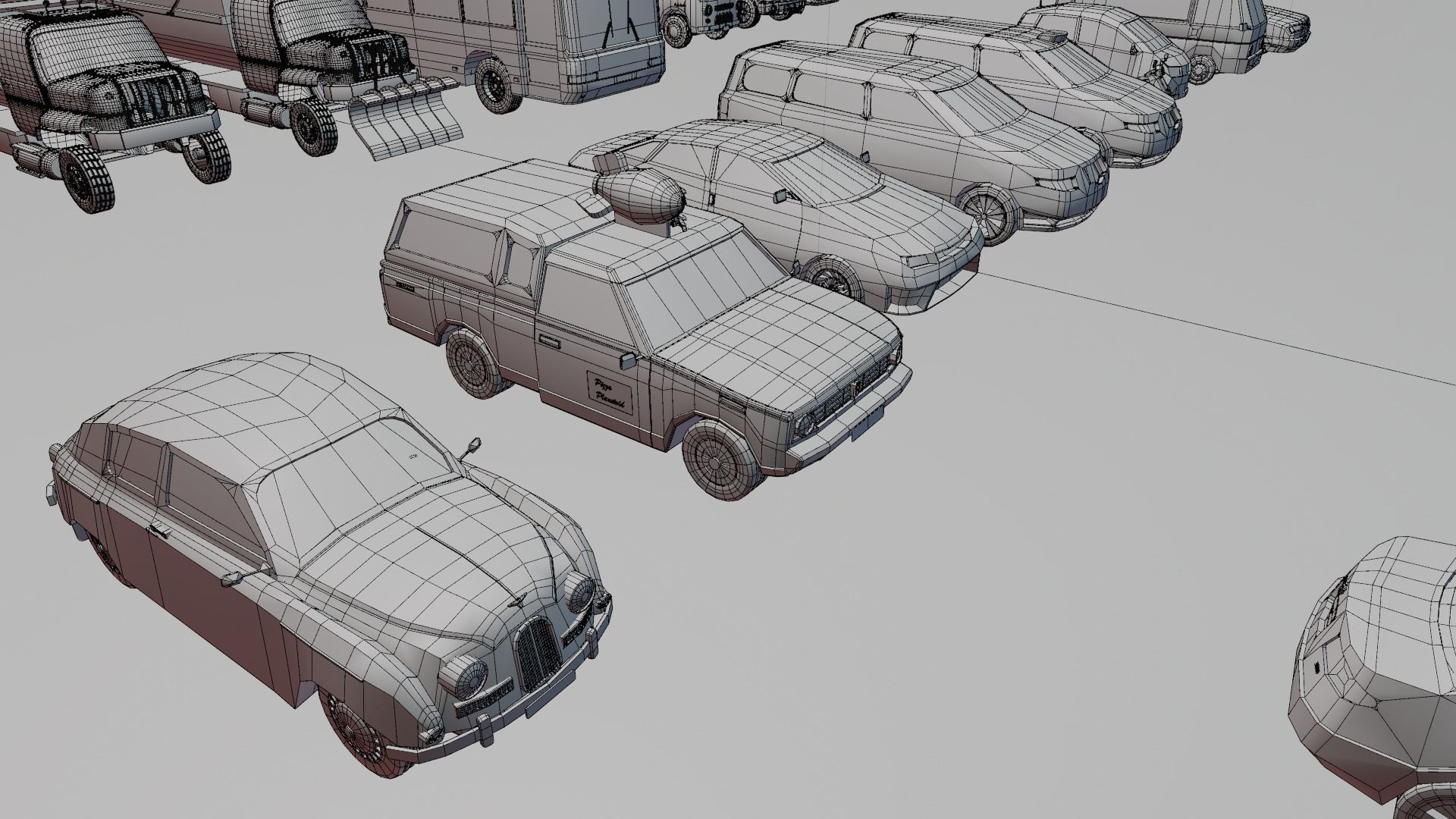 Low poly vehicle set car parking Low-poly 3D model_30