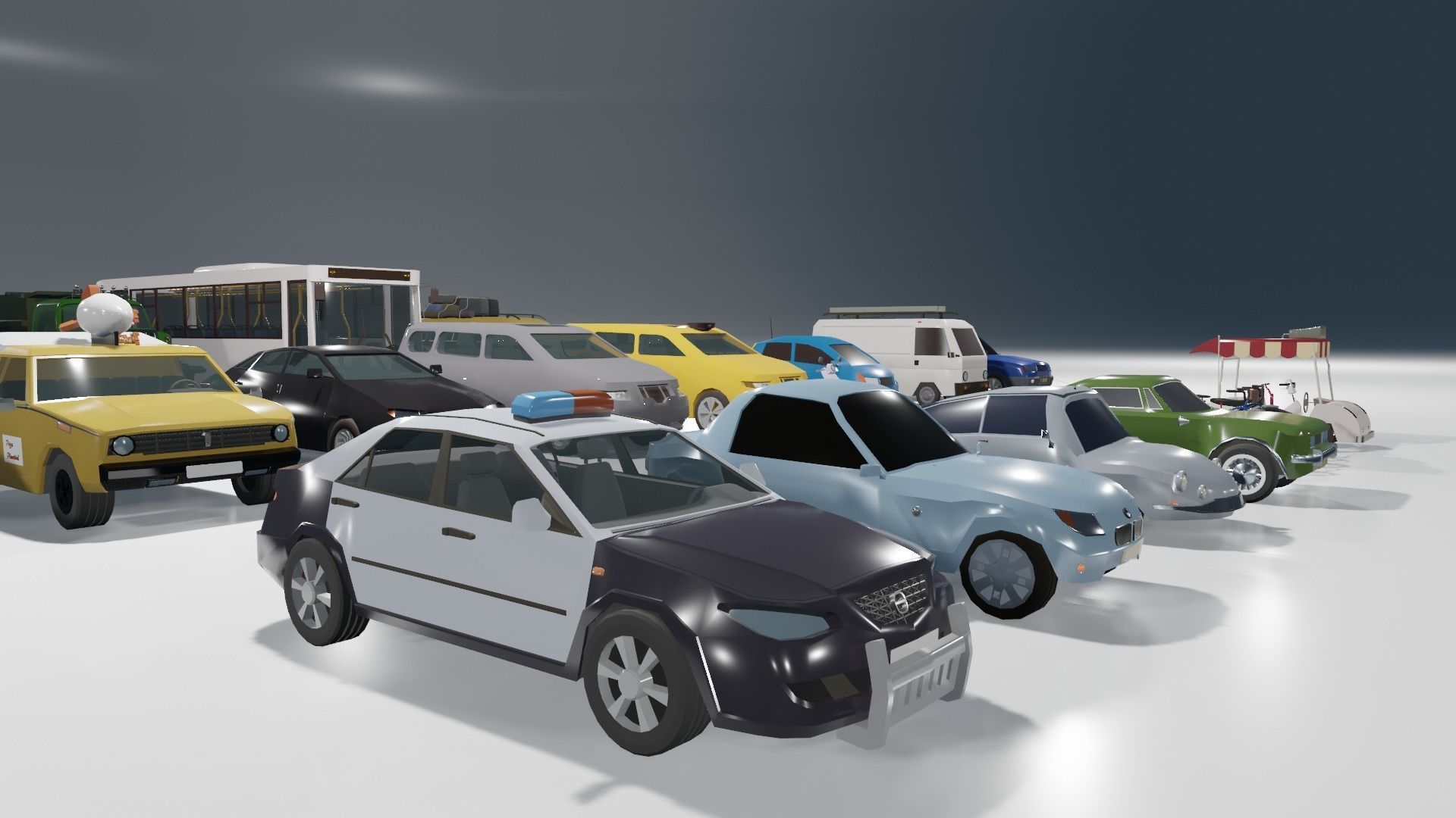 Low poly vehicle set car parking Low-poly 3D model_10