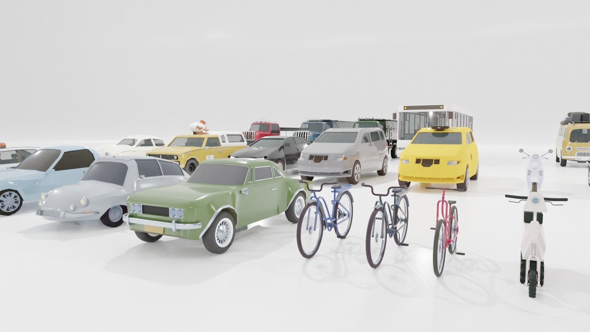 Low poly vehicle set car parking Low-poly 3D model_8