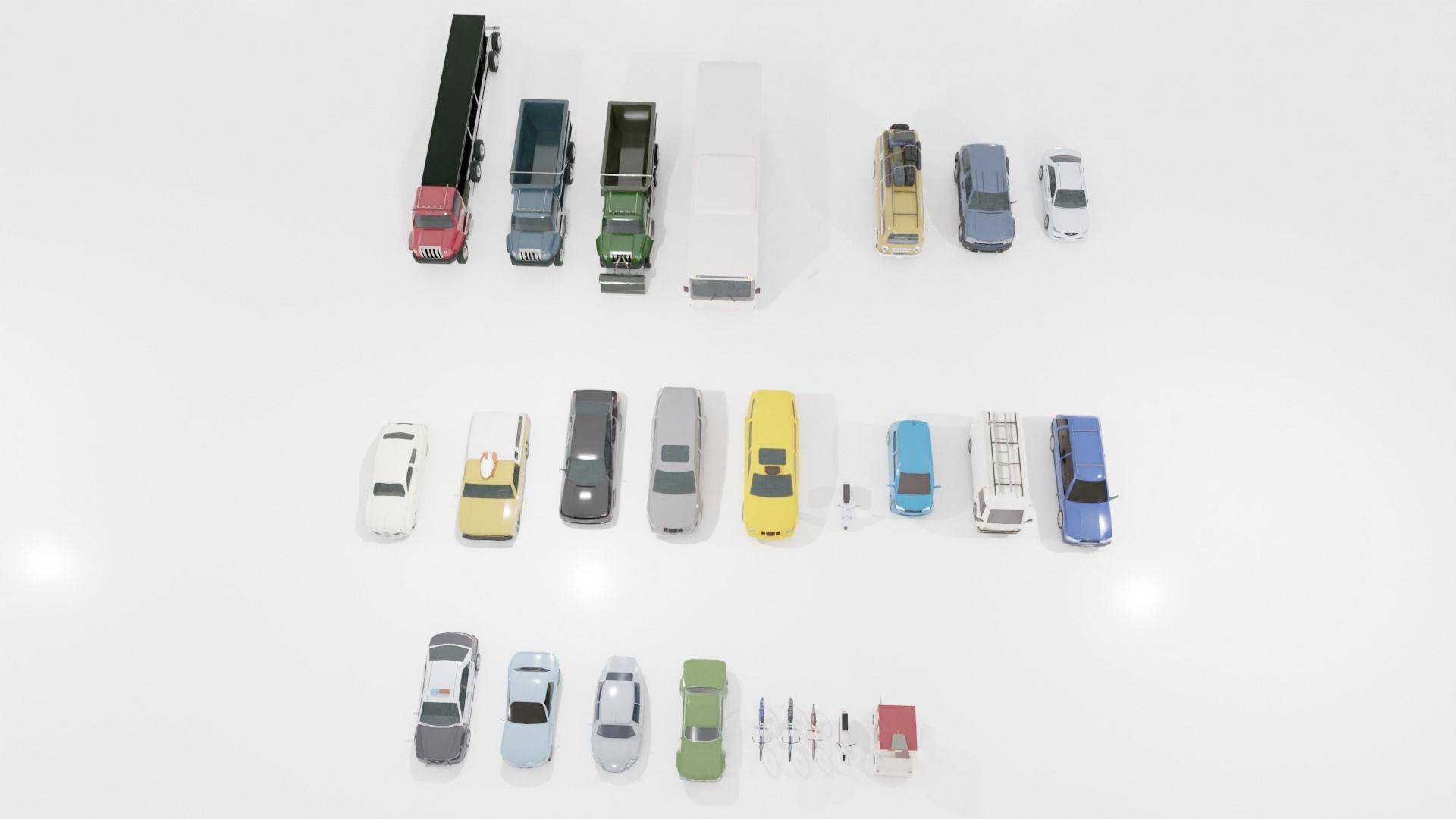 Low poly vehicle set car parking Low-poly 3D model_2