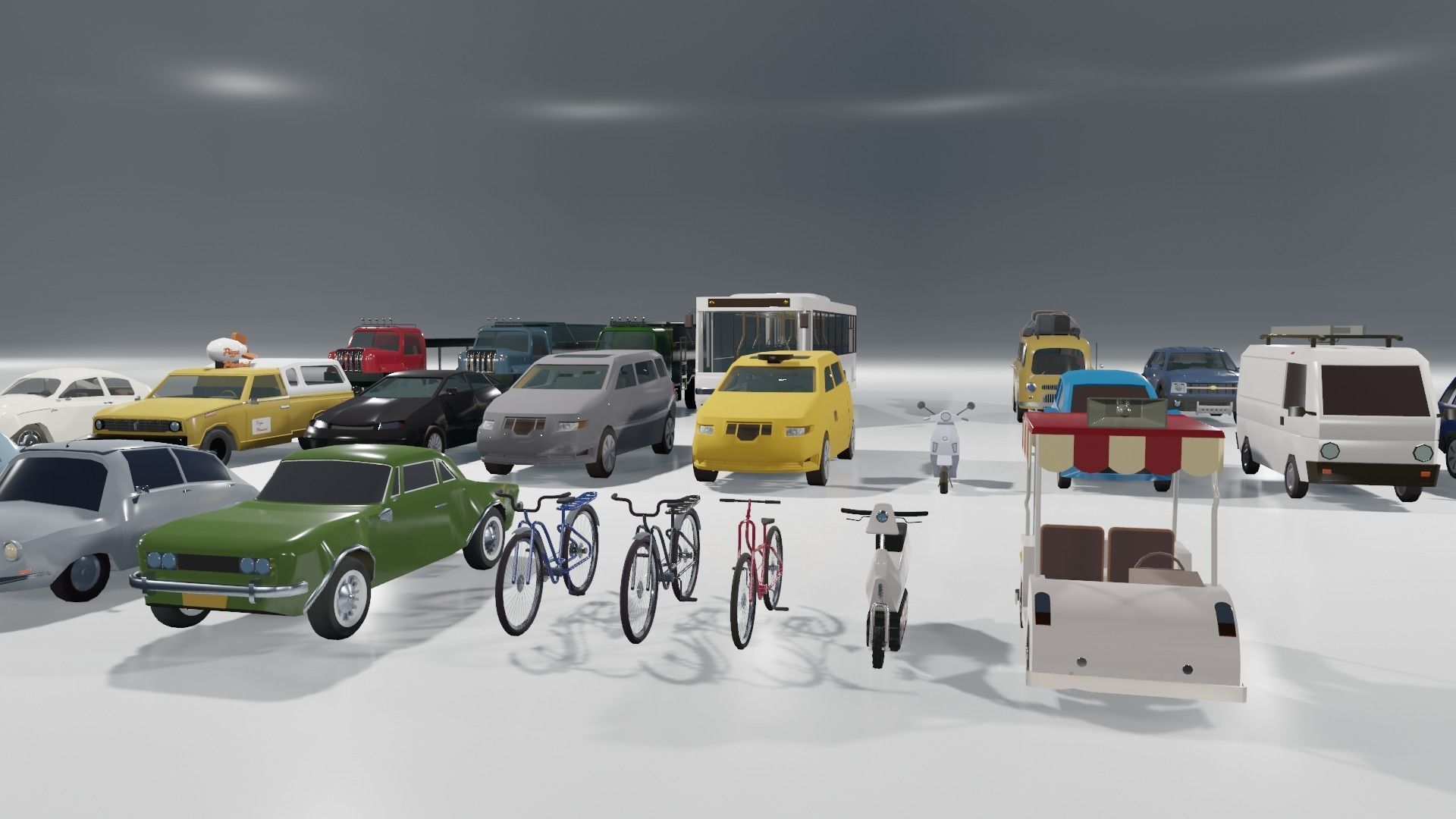 Low poly vehicle set car parking Low-poly 3D model_11