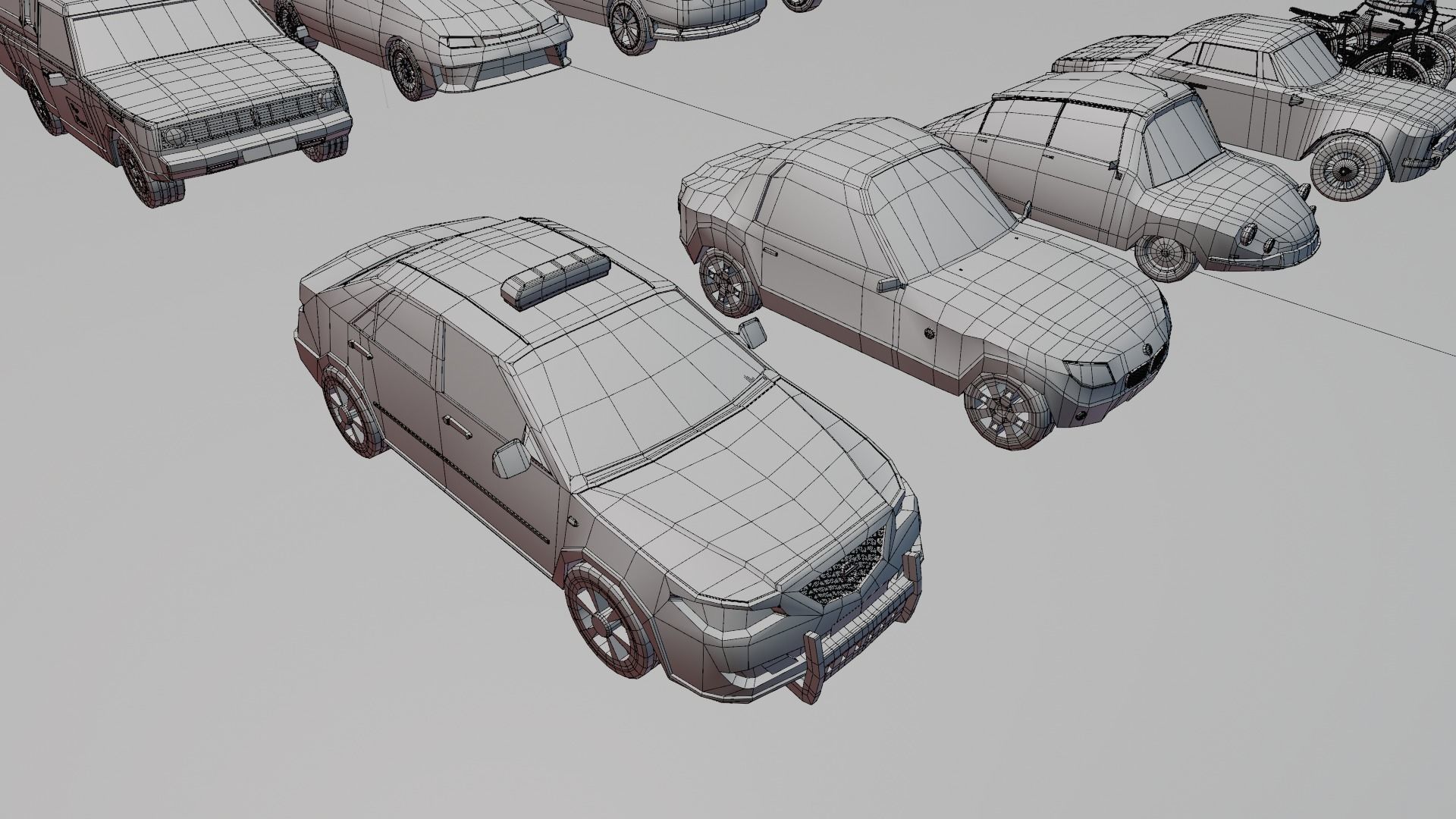 Low poly vehicle set car parking Low-poly 3D model_24