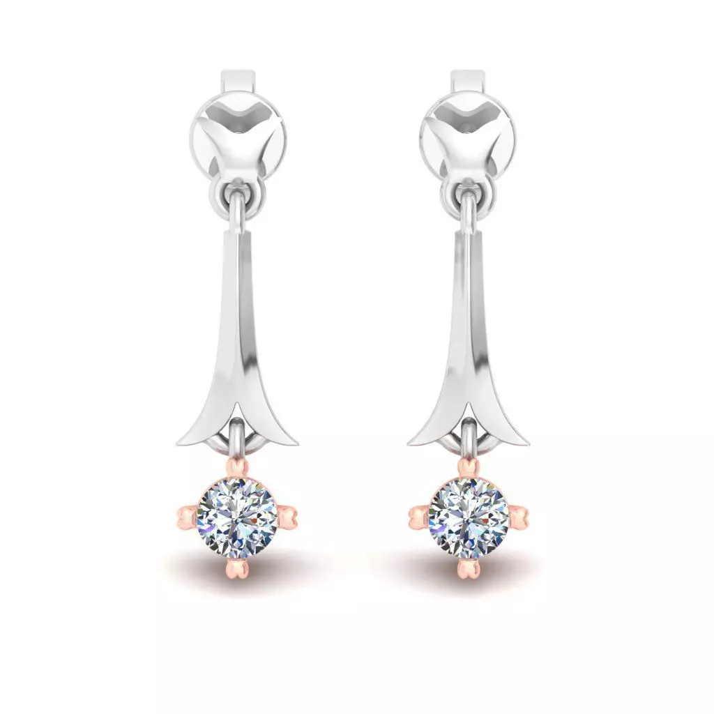 Solitaire Women Drop Earring 3dm STL OBJ FBX Renders Details 3D print model