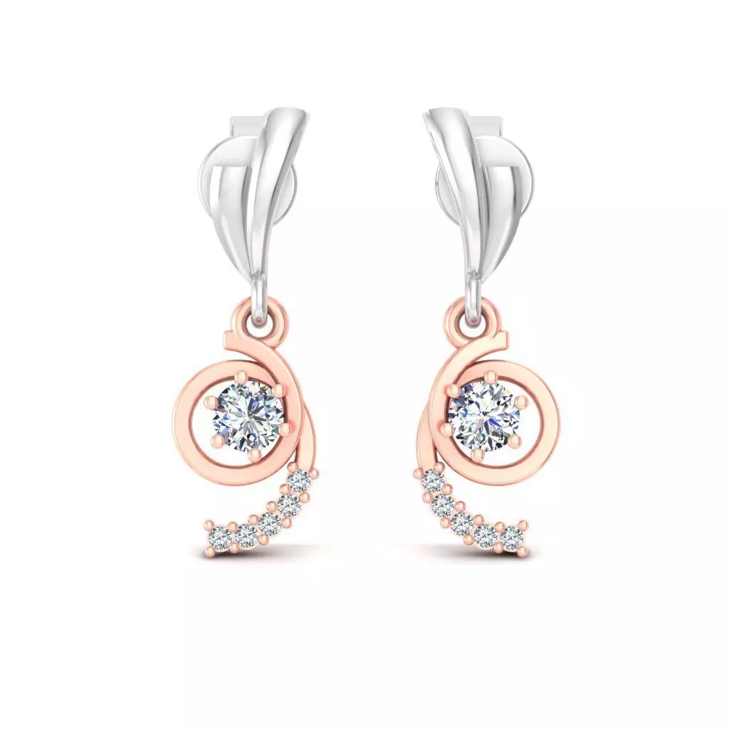 Solitaire Women Drop Earring 3dm STL OBJ FBX Renders Details 3D print model