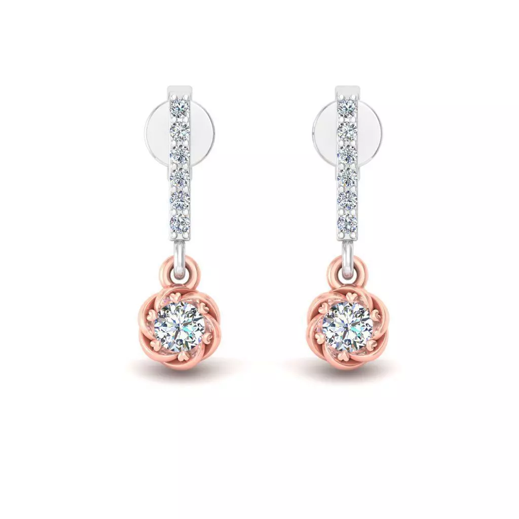 Solitaire Women Drop Earring 3dm STL OBJ FBX Renders Details 3D print model