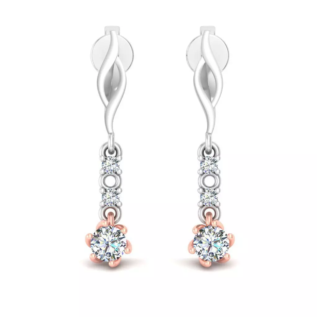 Solitaire Women Drop Earring 3dm STL OBJ FBX Renders Details 3D print model