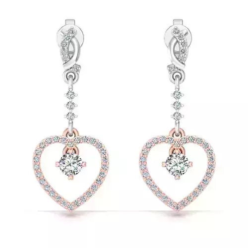 Women Heart Drop Earring 3dm STL OBJ FBX Renders Details
