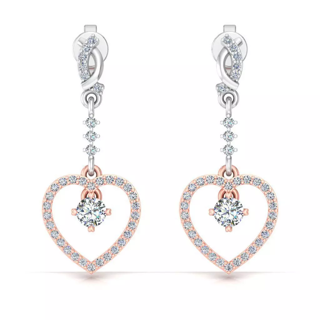 Women Heart Drop Earring 3dm STL OBJ FBX Renders Details 3D print model
