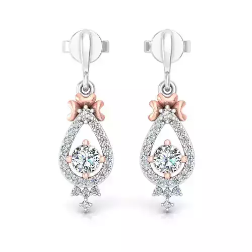 Solitaire Women Drop Earring 3dm STL OBJ FBX Renders Details