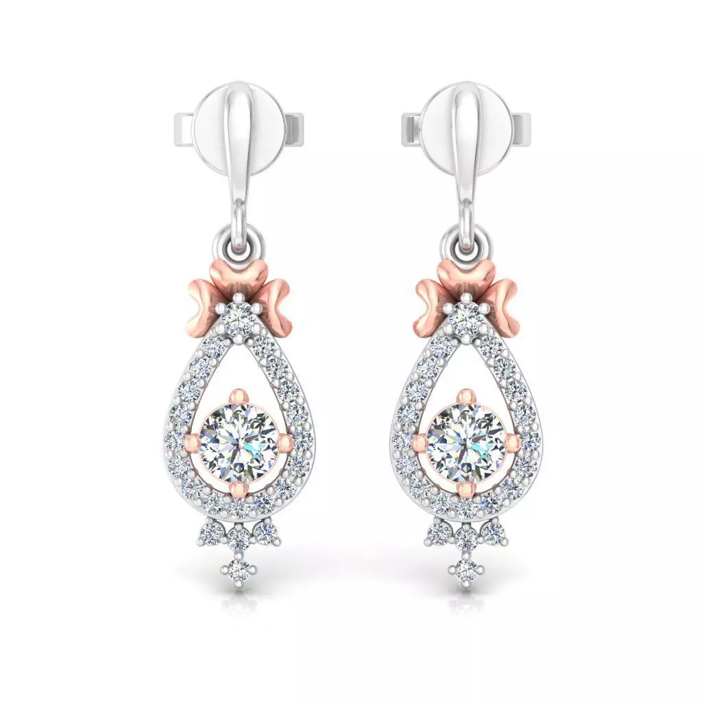 Solitaire Women Drop Earring 3dm STL OBJ FBX Renders Details 3D print model