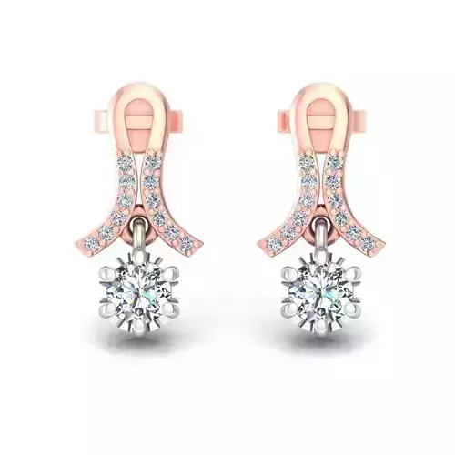 Solitaire Women Drop Earring 3dm STL OBJ FBX Renders Details