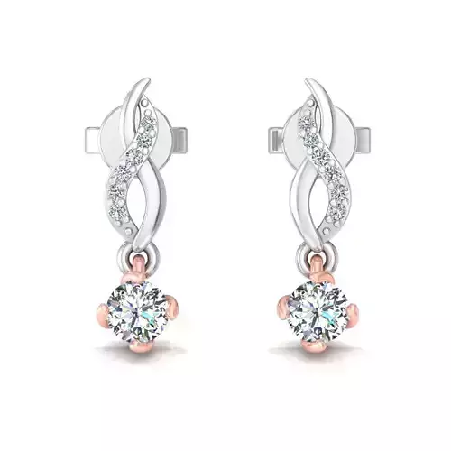 Solitaire Women Drop Earring 3dm STL OBJ FBX Renders Details