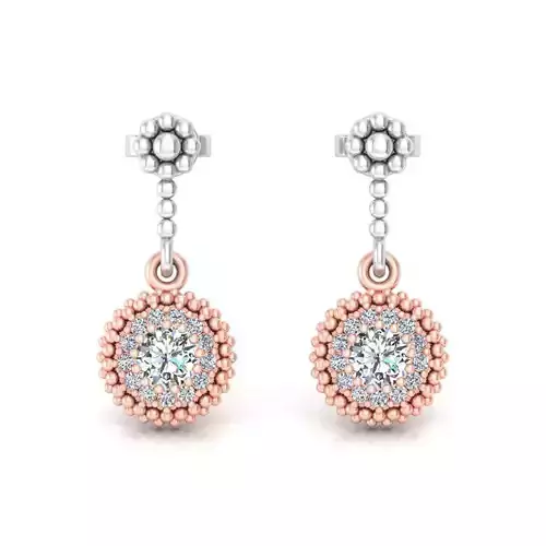 Solitaire Women Drop Earring 3dm STL OBJ FBX Renders Details