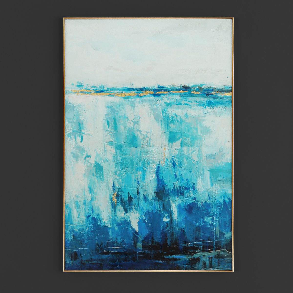 Pictures319 gold and abstract painting Low-poly 3D model_2