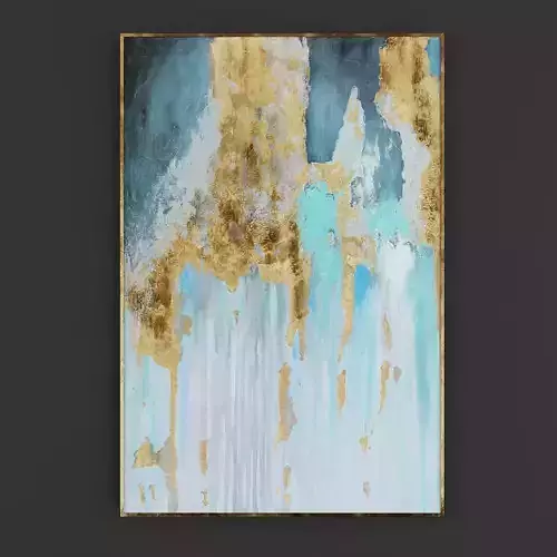 Pictures319 gold and abstract painting Low-poly 3D model