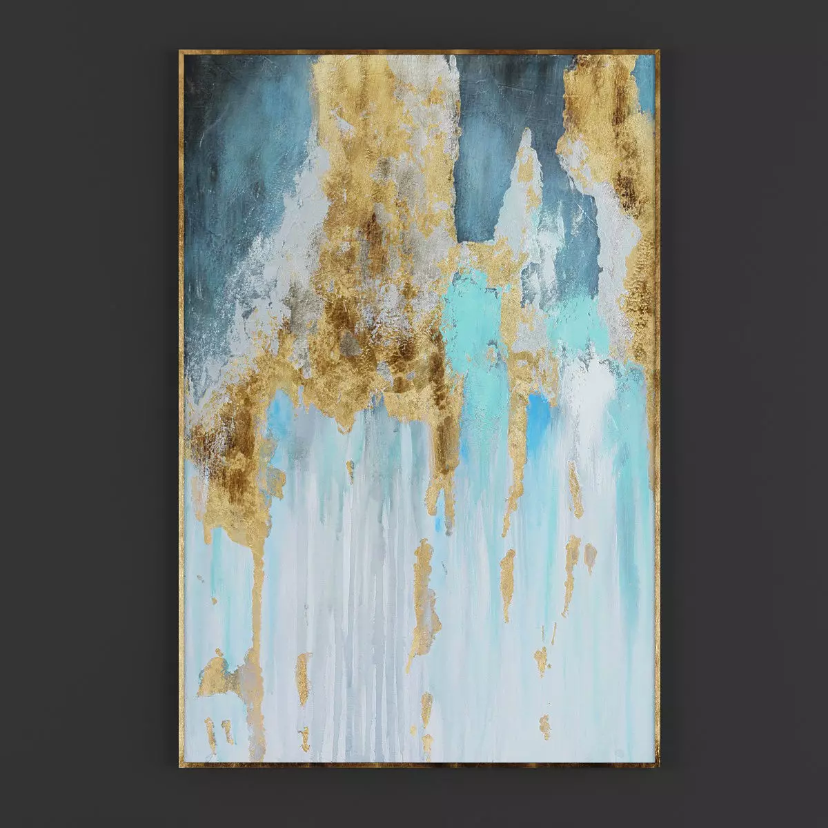 Pictures319 gold and abstract painting Low-poly 3D model_0