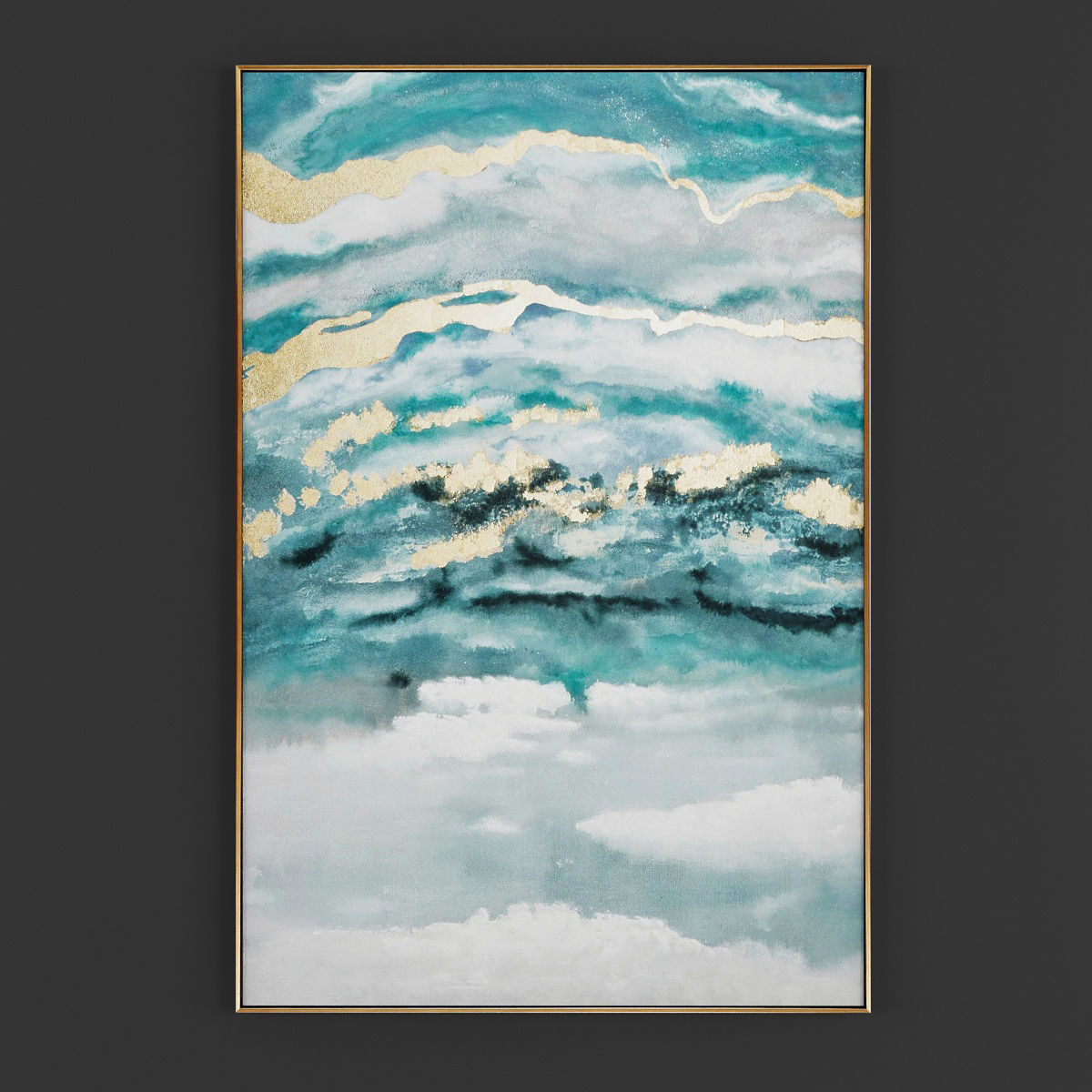 Pictures319 gold and abstract painting Low-poly 3D model_1