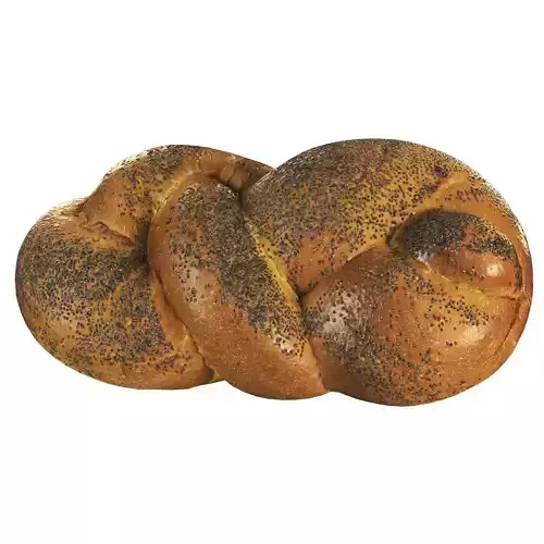 Bread braid with poppy seeds 3D model