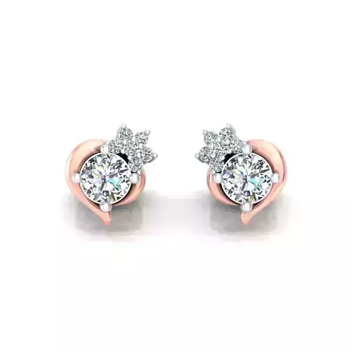 Solitaire Women Stud Earring 3dm STL OBJ FBX Renders Details