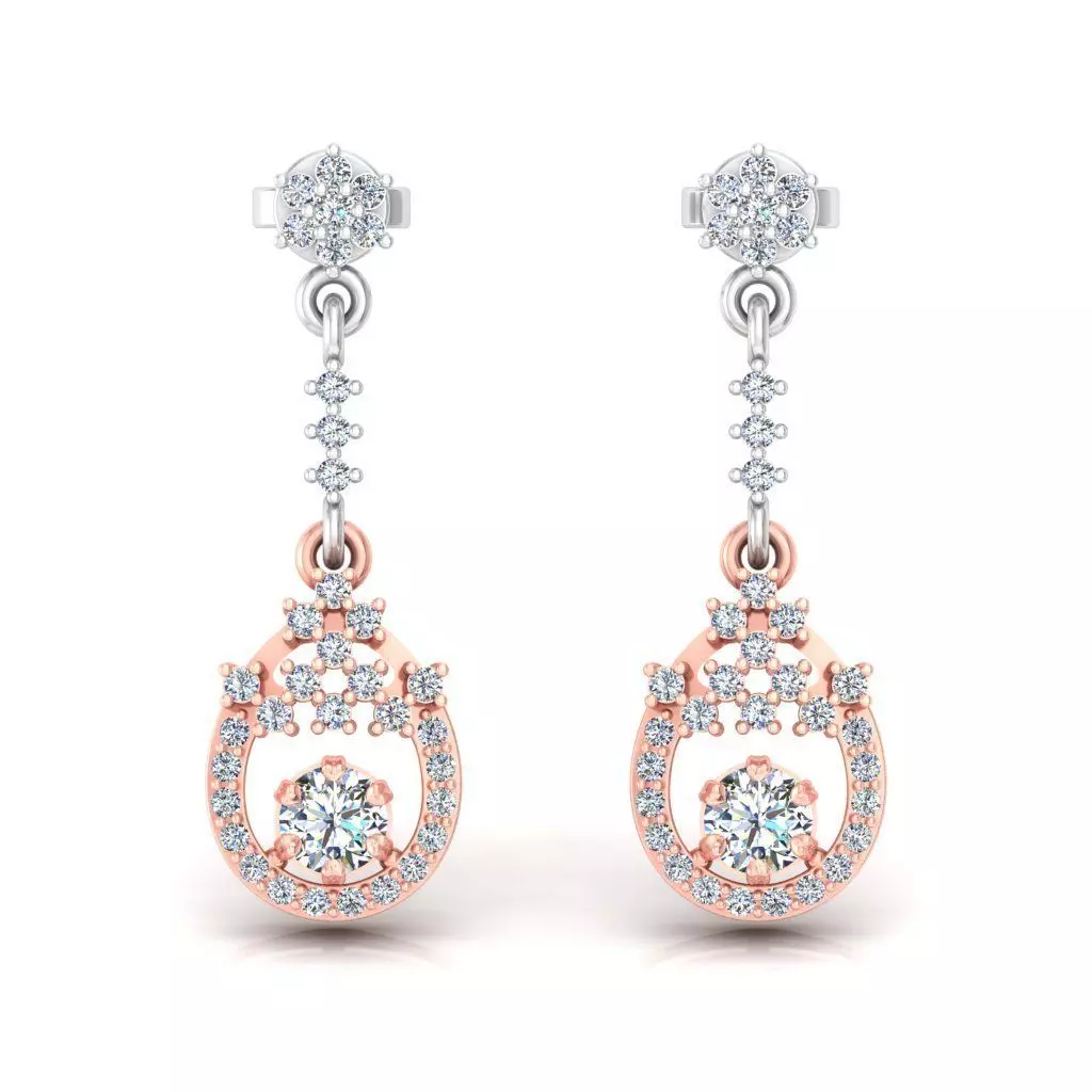Solitaire Women Drop Earring 3dm STL OBJ FBX Renders Details 3D print model