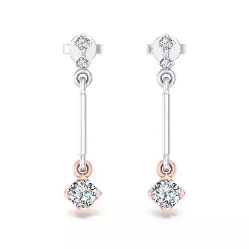 Solitaire Women Drop Earring 3dm STL OBJ FBX Renders Details