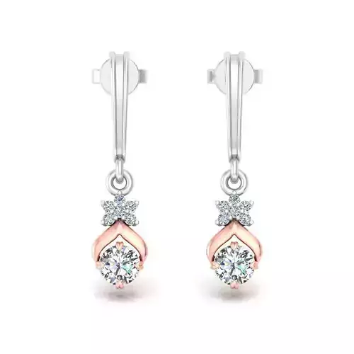 Solitaire Women Drop Earring 3dm STL OBJ FBX Renders Details