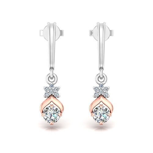 Solitaire Women Drop Earring 3dm STL OBJ FBX Renders Details 3D print model