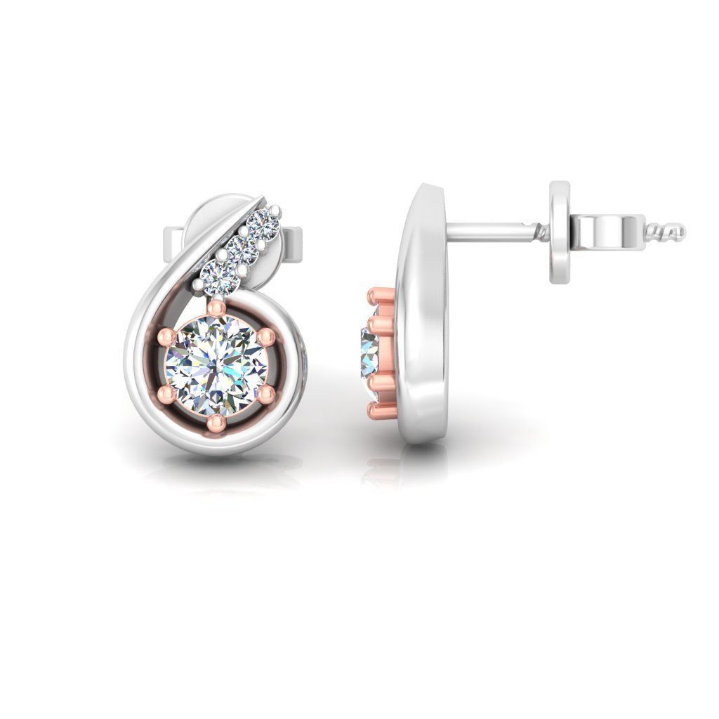 Solitaire Women Earring 3dm STL OBJ FBX Renders Details 3D print model_2