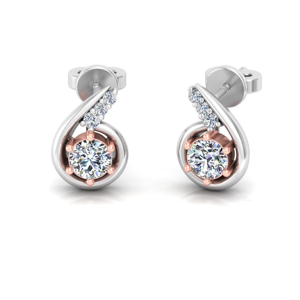 Solitaire Women Earring 3dm STL OBJ FBX Renders Details 3D print model_1