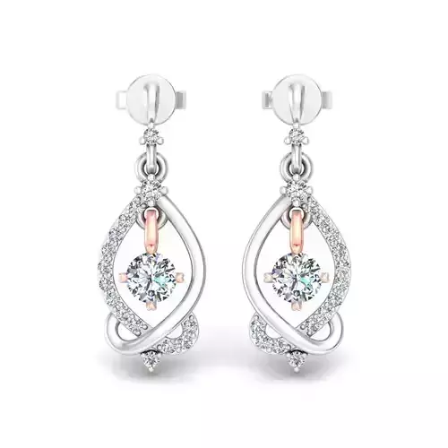 Solitaire Women Drop Earring 3dm STL OBJ FBX Renders Details