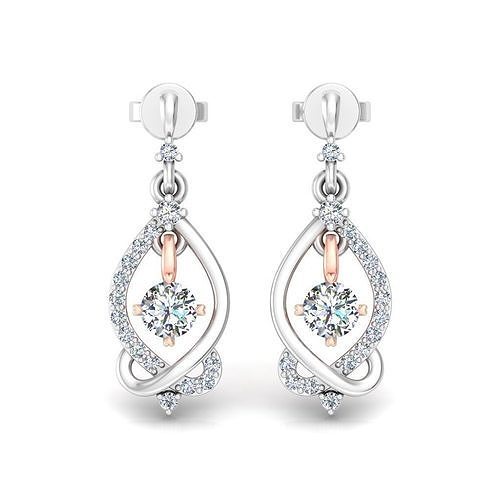 Solitaire Women Drop Earring 3dm STL OBJ FBX Renders Details 3D print model